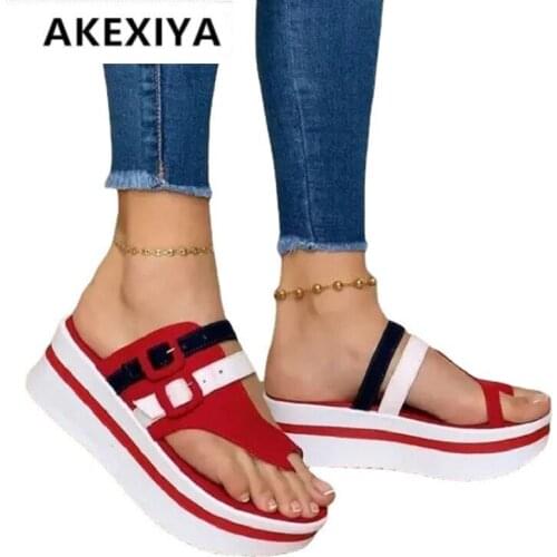 2021 Summer Women Sandals Platform Peep Toe Sandals Slippers Ladies Beach Casual Sandales Buckle Chunky Slides for Women