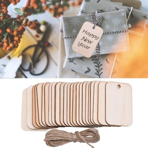 25-100pcs Blank Rectangle Wood Slice Wedding Birthday Party Gift Tags Home Painting Decoration DIY Wooden Craft