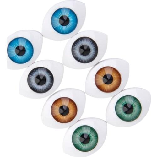 4Pairs 12mm Iris Oval Hollow Plastic Doll Fake Eyes Eyeballs Halloween Props