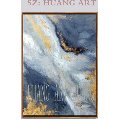 Abstract Bright gold drop blue and grey Canvas Art Modern Painting Poster For Living Room Aisle Fashion Artistic Wall Decor