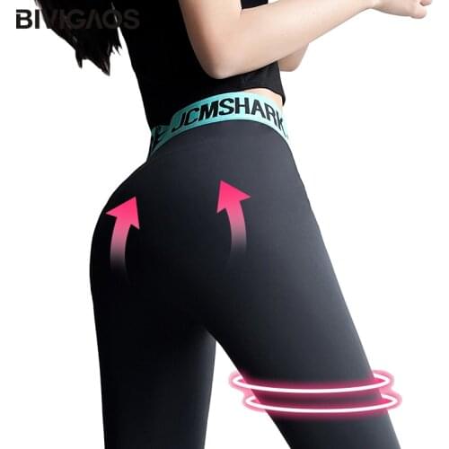 BIVIGAOS Green High Waist Lightning Sharkskin Leggings Women Slim Bodybuilding Sports Leggings Thin Black Sexy Fitness Leggings