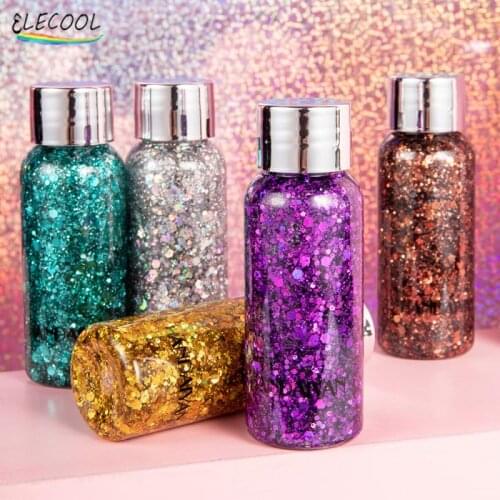 ELECOOL Eye Glitter Nail Hair Body Face Glitter Gel Art Flash Heart Loose Sequins Cream Festival Glitter Decoration Party Tools