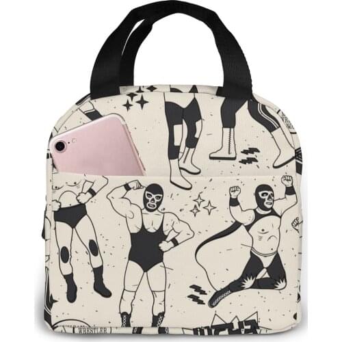 Luchadores Heroes Of Mexican Wrestler Night Cooler Lunch Box Portable Insulated Lunch Bag Thermal Food Picnic Lunch Bags