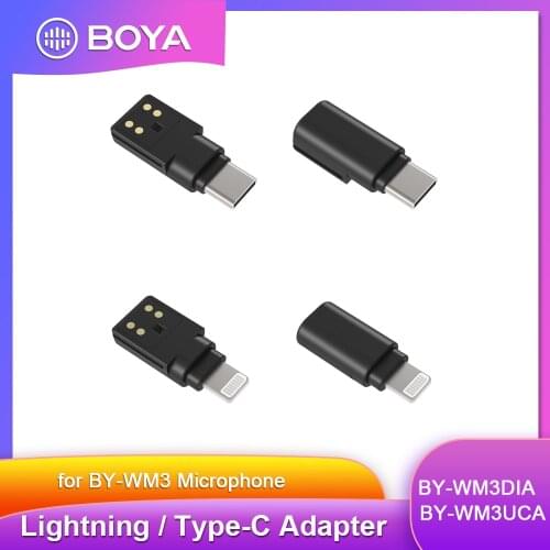 BOYA MFI Certificated Lightning Type-C Adapter for iPhone iPad iPod Android Smartphone BY-WM3 Wireless Microphone Accessories