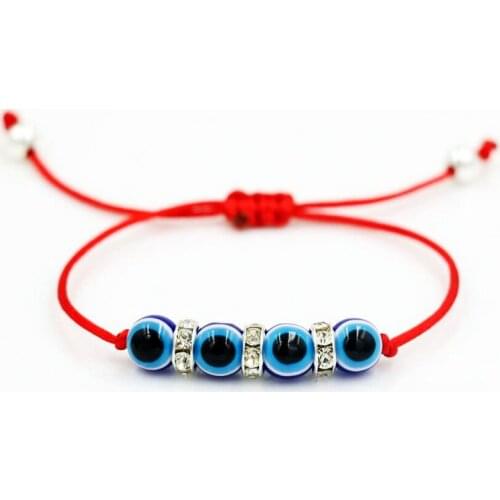 BPPCCR Lucky Crystal Zircon Blue evil eyes Red rope thread string braided beads bracelet women Reiki hombres Chakra pulseira