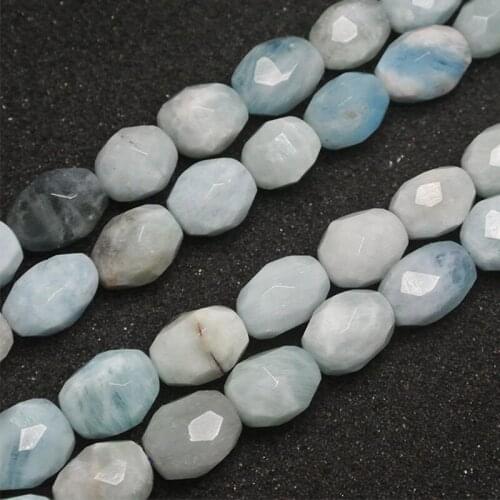 12x15mm Faceted Freeform Blue Aquamarines Beads Natural Stone Beads For Jewelry Making Beads 15'' Needlework DIY Beads Trinket