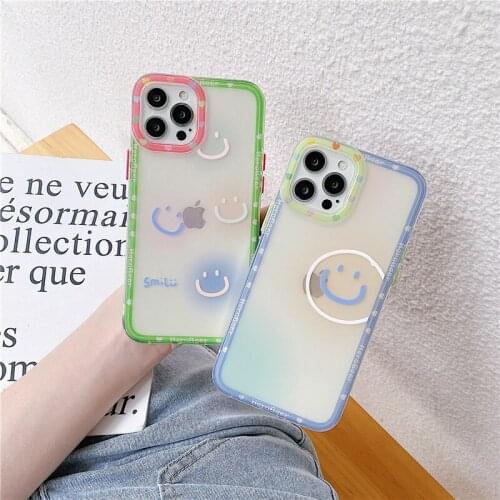 Funny Cartoon Smile Face Phone Case for IPhone 12 11 Pro XS MAX Mini 8 6 6S 7Puls X XR XS SE 2020 Clear Shell Soft Fundas Covers