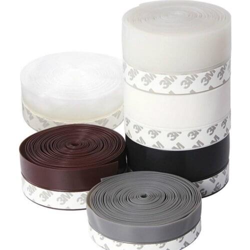Black 1M/5M Length Window Door Bottom Self Adhesive Silicone Rubber Seal Weathering Strip Door Sealing Bar Window Sealing Tape