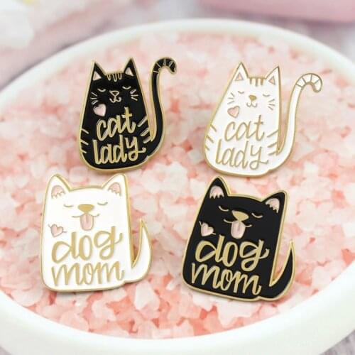 Black Hundred Combination Cat and Dog Cute Pet Brooch for Kids or Beloved Girls Wearing Birthday Holiday Gifts