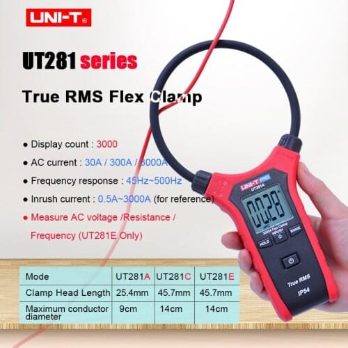 Digital Rogowski Flex Clamp Meter Ture RMS AC Voltage Current meter UNI-T UT281A/UT281C/UT281E Multimeter Ohm Frequency tester