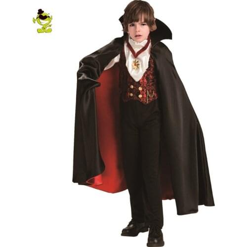 Kids Vampire Costume with Cape Halloween Party Outfits for Boys Purim Cosplay Vampire Costume for Children Fancy Dress Up