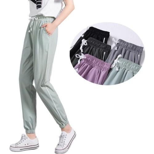 Joggers Women Loose Sport Pants Casual Running Yoga Pants with Pocket High Waist Black Trousers Purple Sweatpants Green Slacks