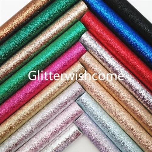 Glitterwishcome 21X29CM A4 Size Synthetic Leather with Goat Grain, Metallic Faux Fabric Sheets for Bows, GM939A