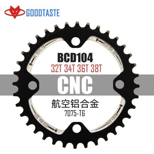 Mountain bike single disc 32 34 36 38t single disc speed 1 8 9 10 11 s bike parts mtb crankset chain ring crankset BCD 104 black