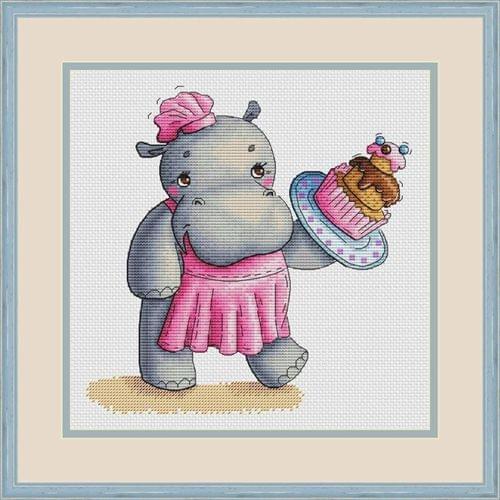 HH Little Pirate Counted Cross Stitch Kit Cross stitch RS cotton with cross stitch Lobster and beer Hippo dessert