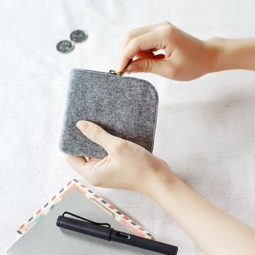 New Felt Coin Purse Wallet Women Men Change Bag Credit Card ID Holder Wallets High Quality Key Card Holder Money Bags