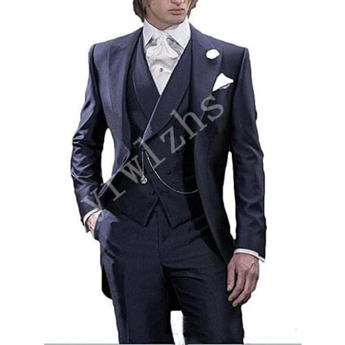 Handsome Groomsmen Wool blend Groom Tuxedos Mens Wedding Dress Man Jacket Blazer Prom Dinner (Jacket+Pants+Tie+Vest) A111
