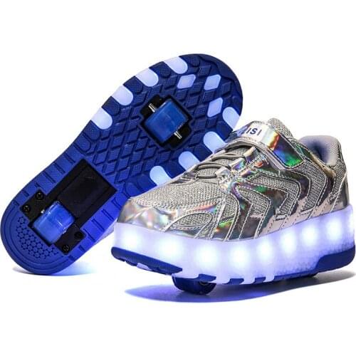 USB Charging Luminous Sneakers Kids Glowing Sneakers with Wheels Roller Skate Shoes Kids Shoes Led Light up Shoes for Boys Girls