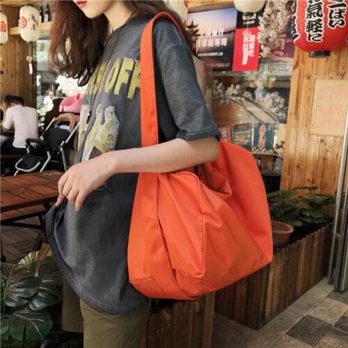 Summer bag slung cloth bag shoulder bag female 2021 new tide large capacity solid color simple fitness bag