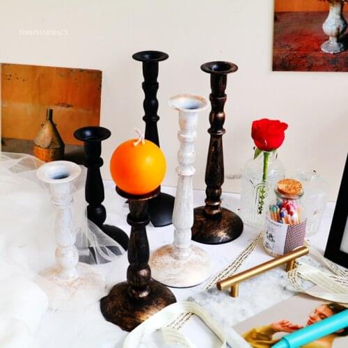 Nordic Metal Candle Holder Vintage Pillar Taper Black Metal Wedding Candle Holder Table Rustic Iron Portavelas Home Decor AD50CH