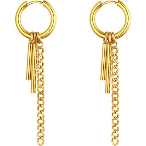 New Arrival Korean Tassel Chain Stainless Steel Earrings Men Women Hip-hop Street Pop Dangle Earrings Ear Jewelry Drop Shipping