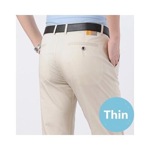 2021 New Summer Style Thin Casual Pants Mens Straight Black Khaki Pants Trousers For Men Big Size Leisure simplicity