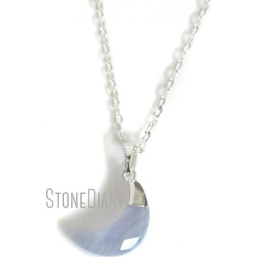 10Pcs Silver Electroplated Faceted Moon Chains Necklaces Lavander Lace Agates Chains Necklaces For Less 16inch-20inch NM14630