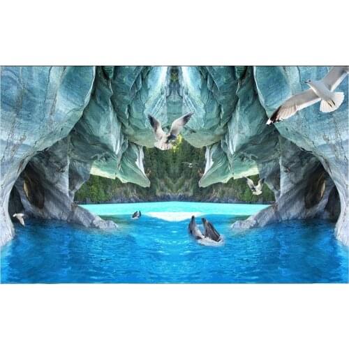 Custom photo wallpaper 3d mural wallpaper for walls 3 d Balcony beautiful seascape dolphin background wall decoration painting