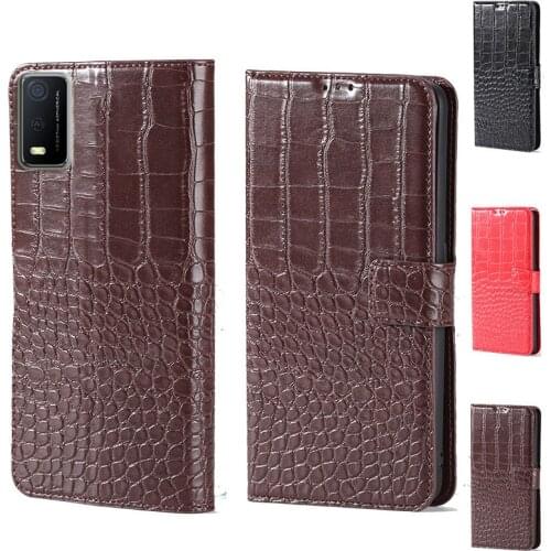 Luxury Crocodile design Flip Leather Wallet Phone Case For Vivo Y3s Stand Function Phone cover card slot