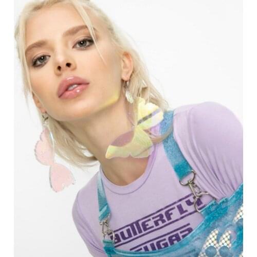 Super large Transparent Dazzle Insect Carving Butterfly Dangle Earrings For Women Hyperbole Big Butterfly Fashion Jewelry E21016