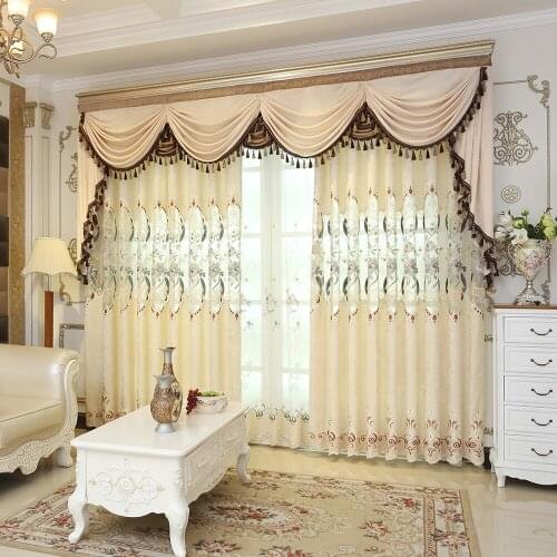 Golden Curtains Tulle for Living Room Dining Bedroom Valance Luxury European Style Thickening Shading Modern Window Mantle Villa