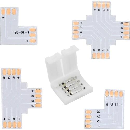 10pcs 2pin 3pin 4pin 5pin Free Soldering LED Connector L / T / X Shape Corner connector for LED Strip Light RGB RGBW RGBWW