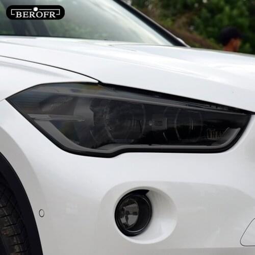 2 Pcs For BMW X1 F48 2015-On Car Headlight Tint Smoke Black Protective Film Vinyl Protection Transparent TPU Sticker Accessories
