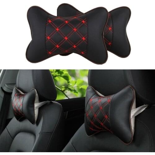2 PCS Universal Car Neck Pillows Artificial Leather Soft Breathable 5 Colors Headrest Auto Cushion Pillows Quality Accessories