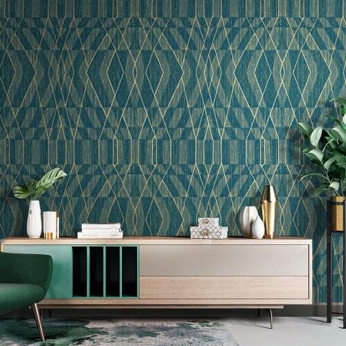 3D Geometric Lattice Wallpaper Dark Green Luxury Modern Living Room Bedroom TV Background PVC Embossed Vinyl Wall Paper Rolls
