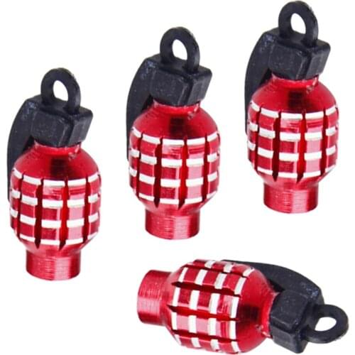 4Pcs/set Aluminum Red Alloy Tire Rim Valve Air Port Dust Cover Stems Cap