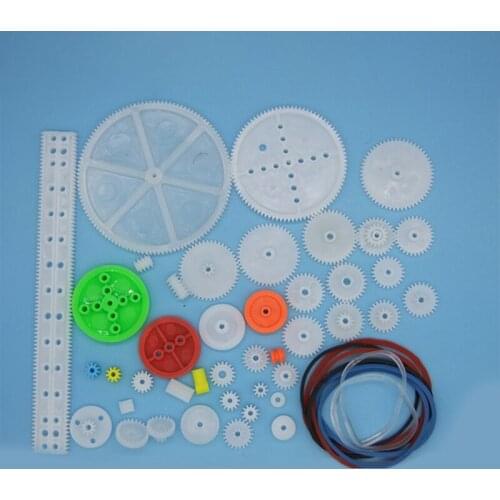 43 Kinds of Plastic Gear Kits for DIY Toy Car Model Accessories, Motor Gear Classification Pulley Belt Shaft Robot Motor Worm XD