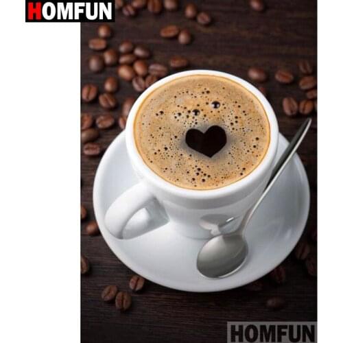 HOMFUN Full Square/Round Drill 5D DIY Diamond Painting "Coffee heart" Embroidery Cross Stitch 3D Home Decor Gift A11035
