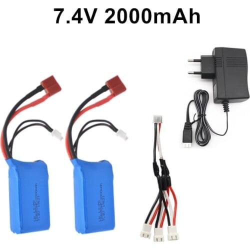 7.4V 2000mAh Battery + 7.4v Charger for A949 A959-B A969-B A979-B K929-B Remote Control Car 2s LiPo Battery for Wltoys car Parts