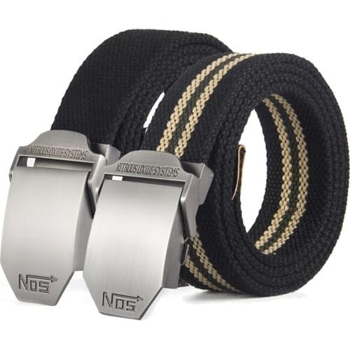 CEXIKA Canvas Belt 130 140 150 160cm Alloy Metal Buckle Jeans Belts for Men Women Army Military Tactical Belts Male Waist Strap