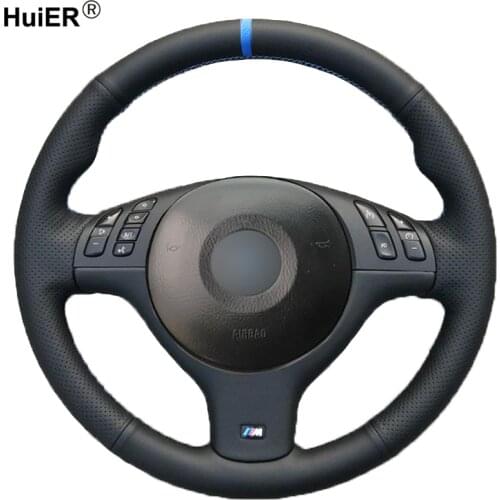HuiER Hand Sewing Car Steering Wheel Cover For BMW E46 E39 330i 540i 525i 530i 330Ci M3 2001 - 2003 Braid on the Steering-Wheel