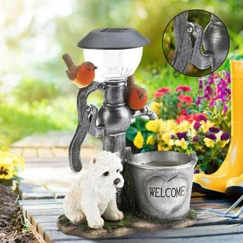 Solar Animal Resin Decoration Solar Garden Dog Statue Ornament Animal Light Climbing Lawn Lamp Decoration Housewarming Gift New