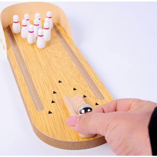 Wooden Toys for Kids Educational Children Early Learning Wood Toys Intelligence Developmental Mini Bowling Desktop Game