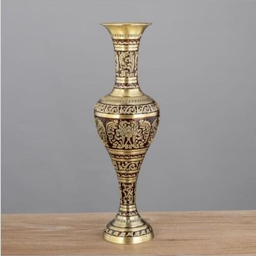 H38cm Europe Tabletop Metal Vase Artificial Flower Pot Decoracion Hogar Vintage For Decoration Maison HP098