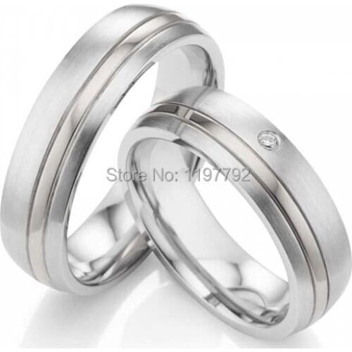 Tailor made classic silver color pure titanium stainless steel couple rings sets