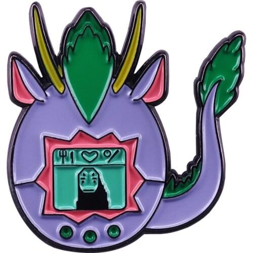 Kawaii no face Haku brooch cool mashup of Tamagotchi and Spirited Away nostalgic Ghibli jewelry
