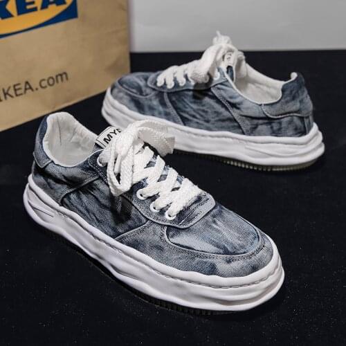 Japanese Men Casual Canvas Sneakers 2021 Retro Blue Mens Canvas Footwear Street Platform Skateboard Shoes Man calzado hombre