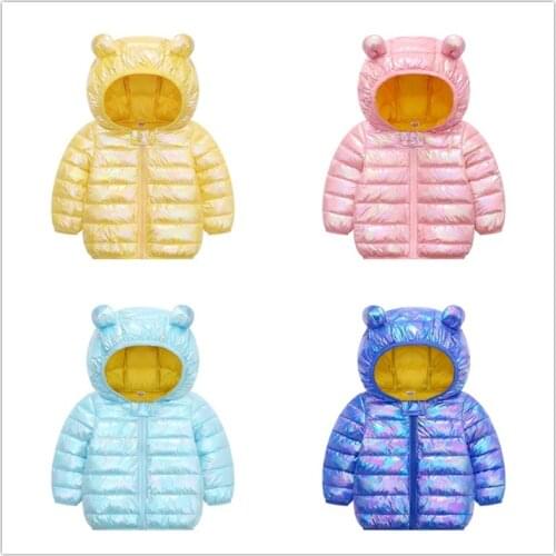 2020 New Winter Childrens Down Cotton Jackets Boys Girls Cute Colorful Hoodie Clothing Kids Zipper Light Coat Baby Warm Outfits