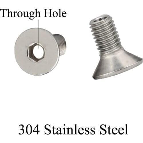 M4*6/8/10 M4x6/8/10mm 2mm Through Hole 304 Stainless Steel Countersunk CSK Flat Button Head Hexagon Socket Cap Lamp Hollow Screw