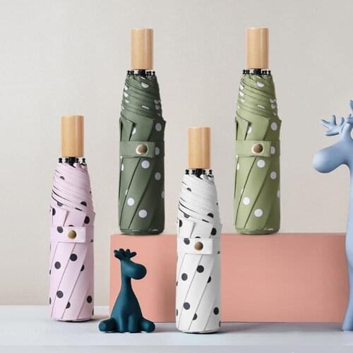 Fashion Dots Print Folding Waterproof Windproof Sun Protection Umbrella Parasol